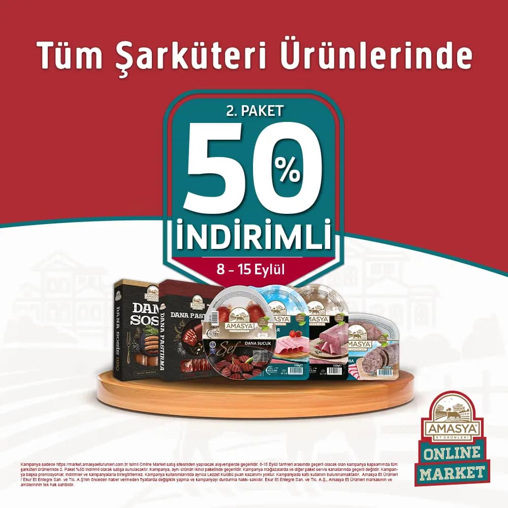 Şarküteri Ürünlerinde 2. Paket %50 İndirimli!