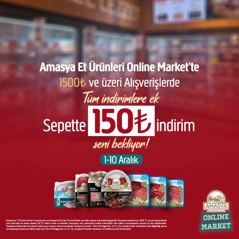 1500 TL ve Üzeri Alışverişlerde Tüm İndirimlere Ek Olarak Sepette 150 TL İndirim