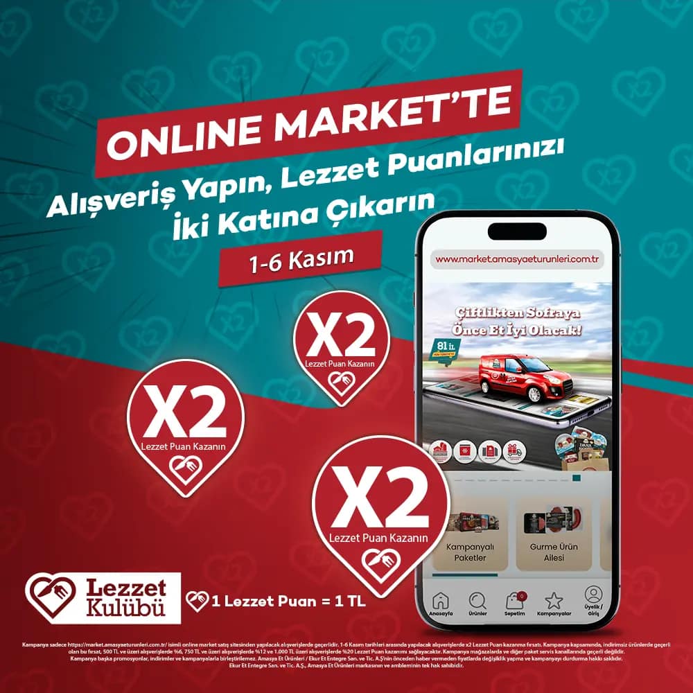 Online Market’te Yapacağın Alışverişlerde X2 Lezzet Puan Kazan!
