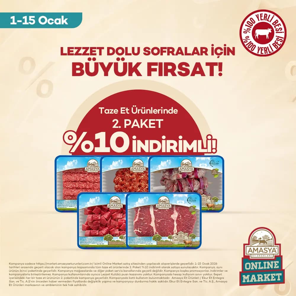 Taze Et Ürünlerinde 2. Paket %10 İndirimli!