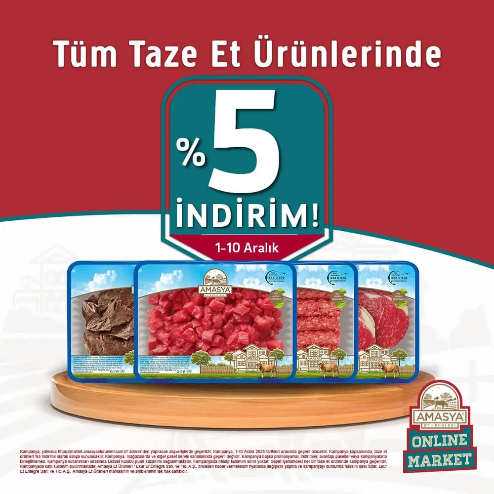Tüm Taze Et Ürünlerinde %5 İndirim